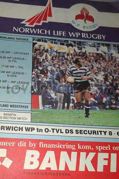 1991 Western Province v Transvaal  Rugby Programme